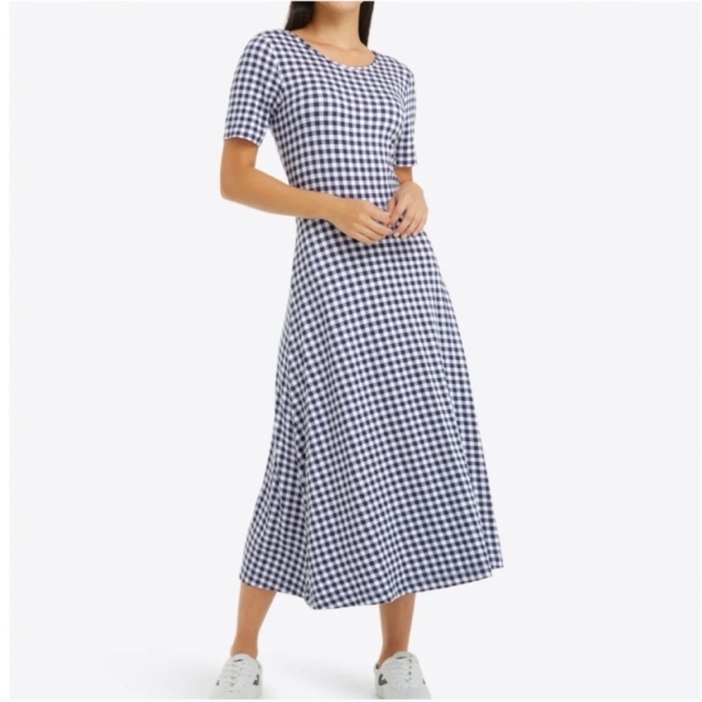 Draper James Navy and White Checkered Midi Dress
